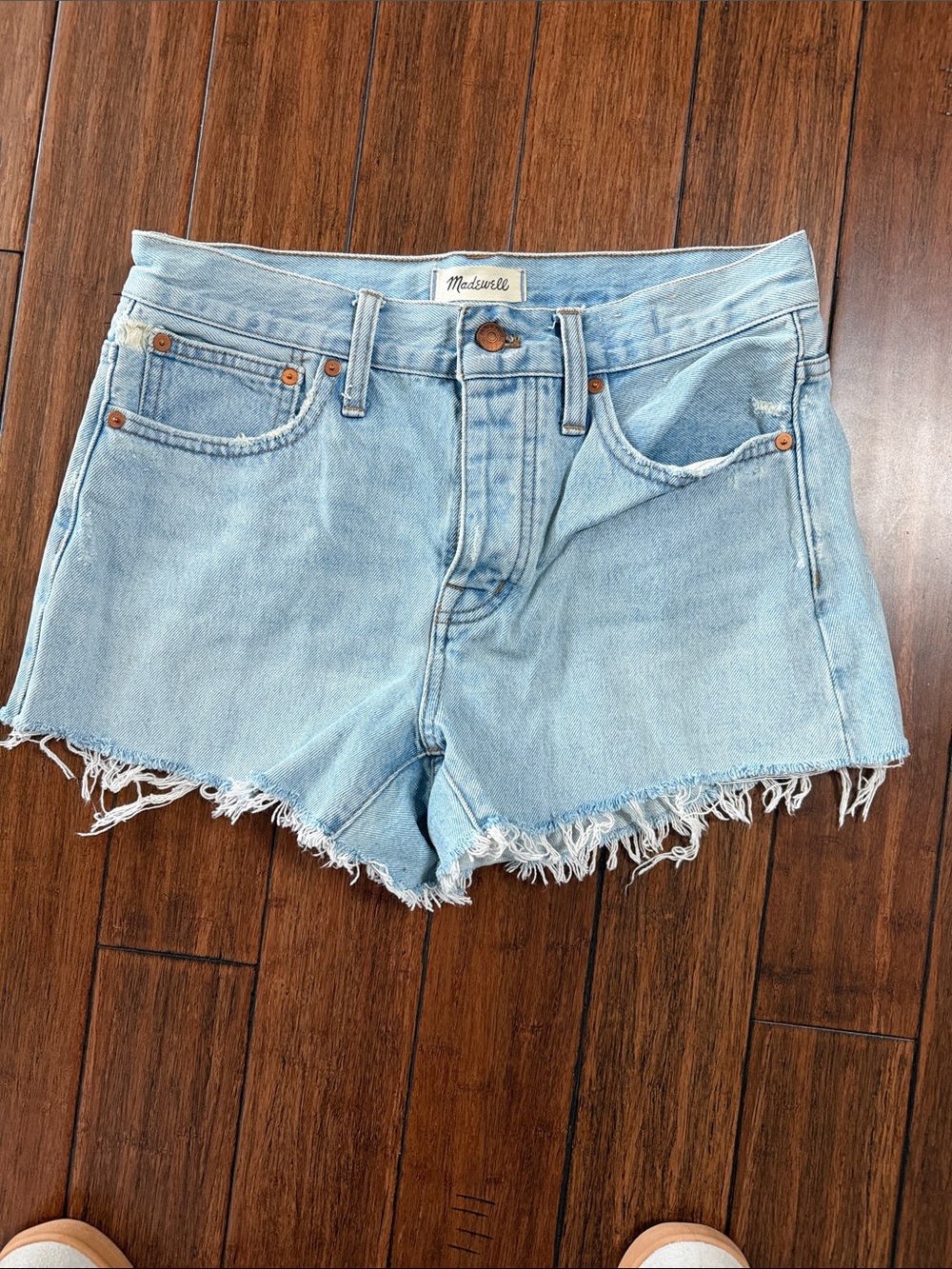 Madewell Light Wash Frayed Hem Denim Shorts